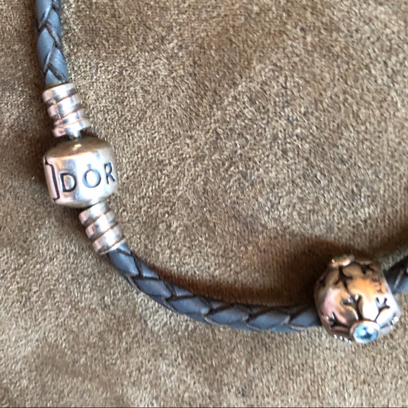 Pandora Leather Bracelet & Necklace Set with 7 Charms - Picture 9 of 14